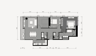 Планировка кондомониума 2 спальни в ЖК Tait 12 № 11012